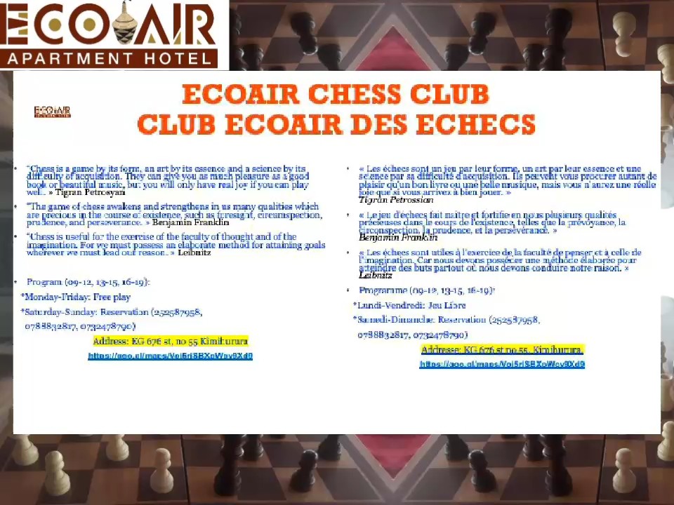 ECOAIR ORGANIC COFFEE SHOP on LinkedIn: Chess is more than a game, it is a  brain sport A new chess club is opened…