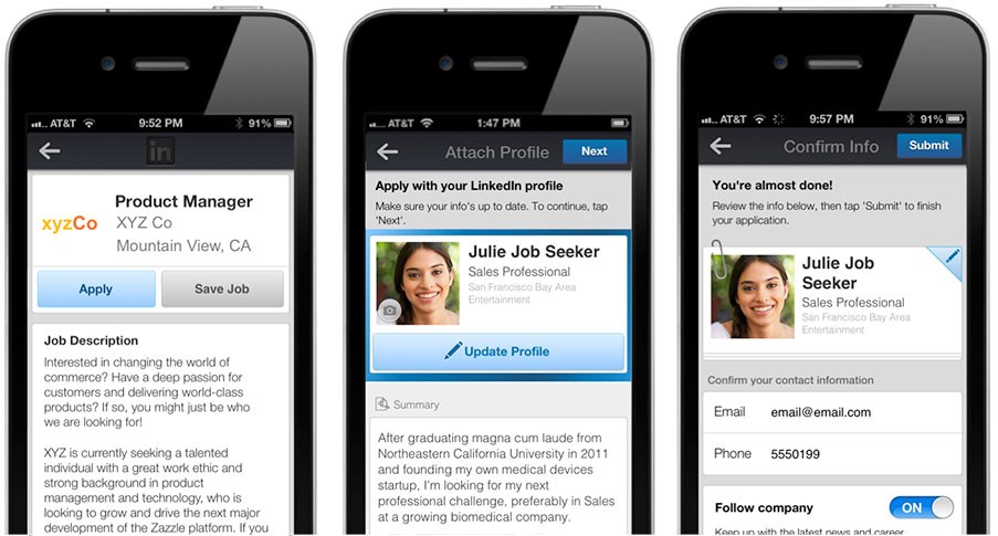 LinkedIn Apply for Jobs on Mobile