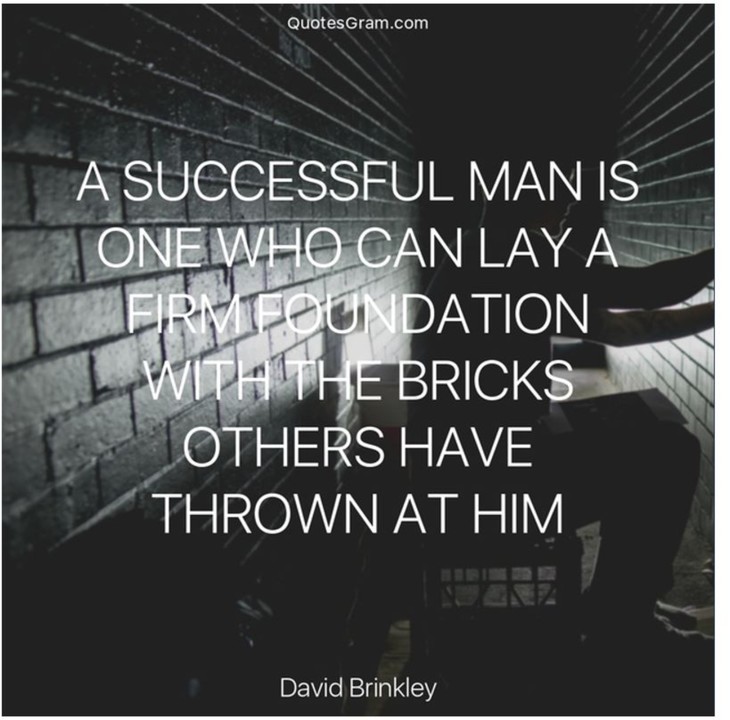 A successful man is one who can lay a firm foundation with the bricks ...