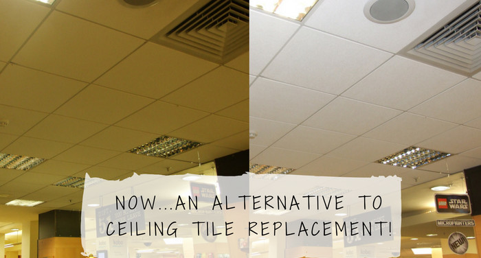 Spray Painting Suspended Ceiling Tiles