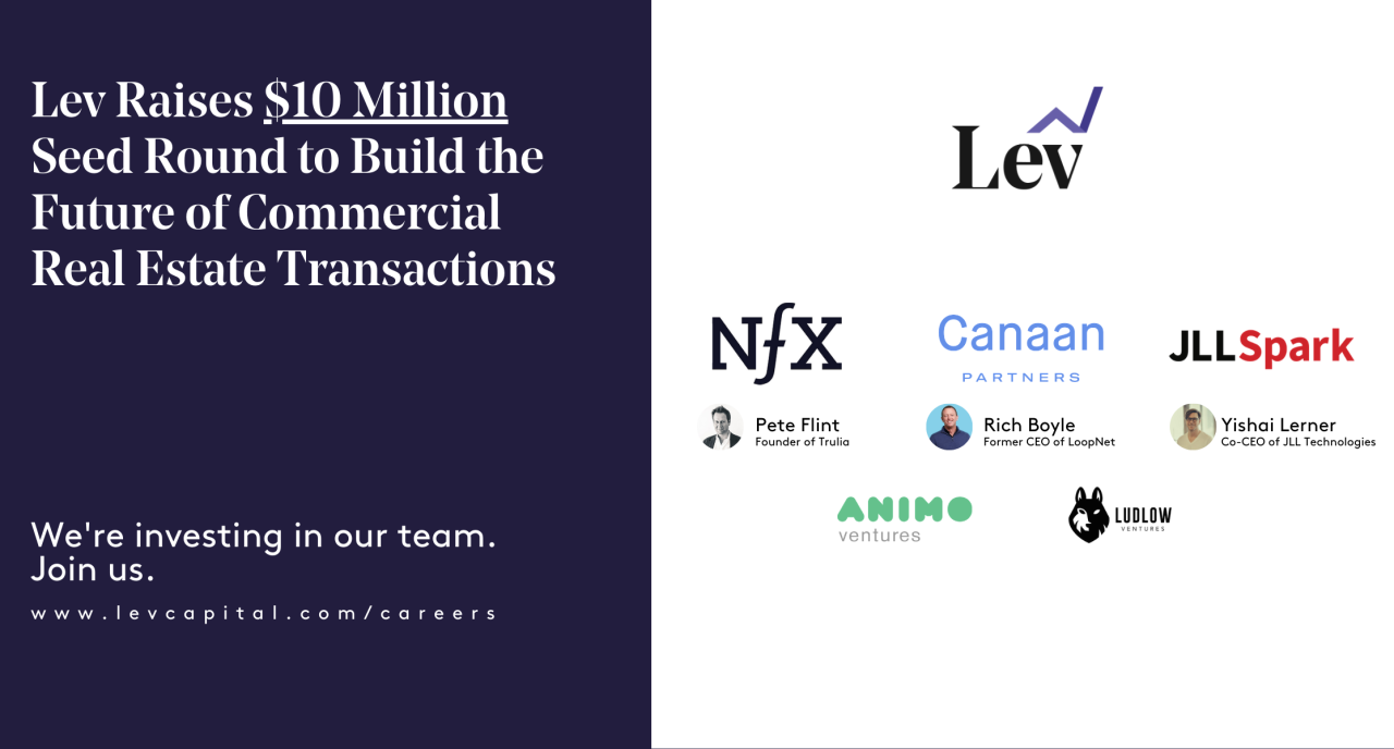 Lev Raises $10 Million Seed Round to Build the Future of Commercial Real Estate Transactions