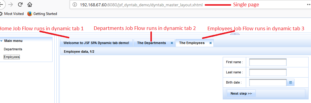 JSF Job Flow – a new development model for JSF Single Page Applications with dynamic tabs