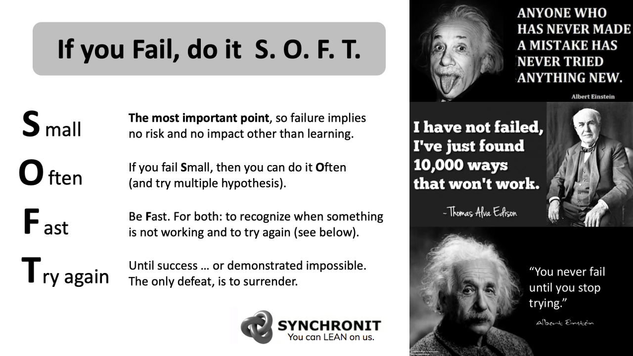 If you Fail, do it  S. O. F. T.