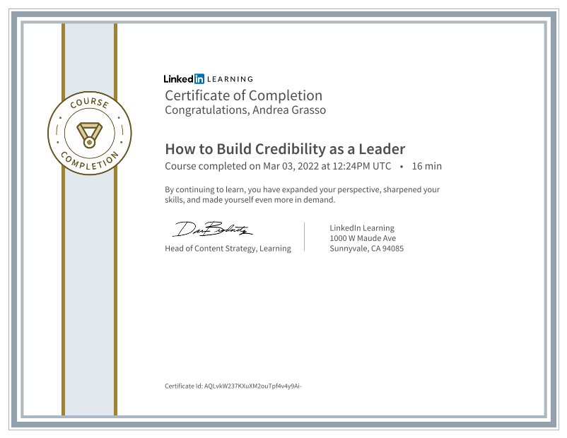 Andrea Grasso on LinkedIn: Certificate of Completion