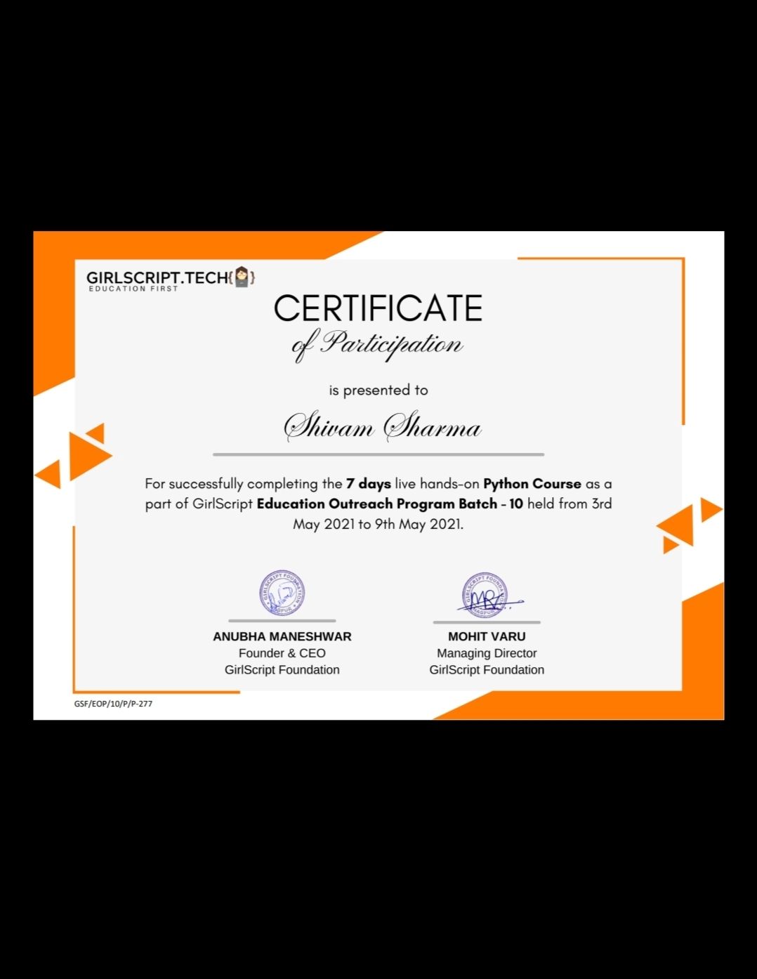 Shivam Sharma on LinkedIn: wow I got the completion certificate from Shivam Sharma on LinkedIn: wow I got the completion certificate from