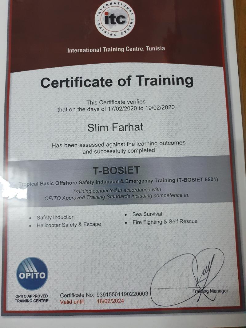 Slim Farhat on LinkedIn: T BOSIET Certificate Slim Farhat on LinkedIn: T BOSIET Certificate