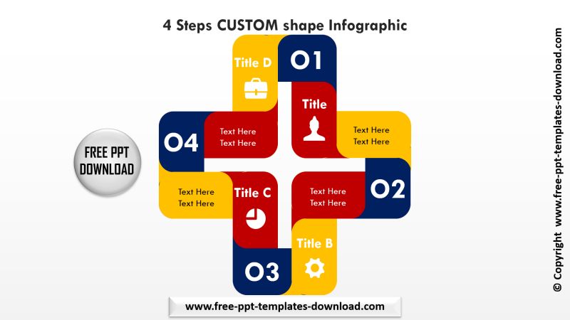 free-ppt-templates-download-linkedin-4-steps-custom-shape