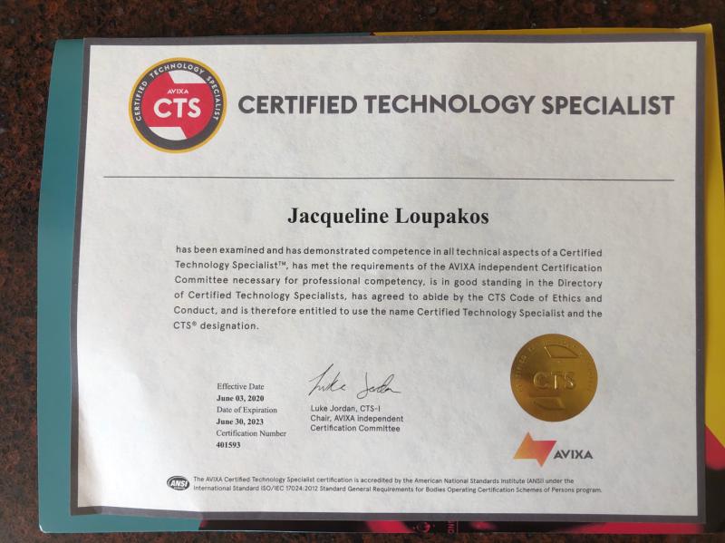 Jackie Loupakos CTS I on LinkedIn: #avixa #cts #certified # Jackie Loupakos CTS I on LinkedIn: #avixa #cts #certified #