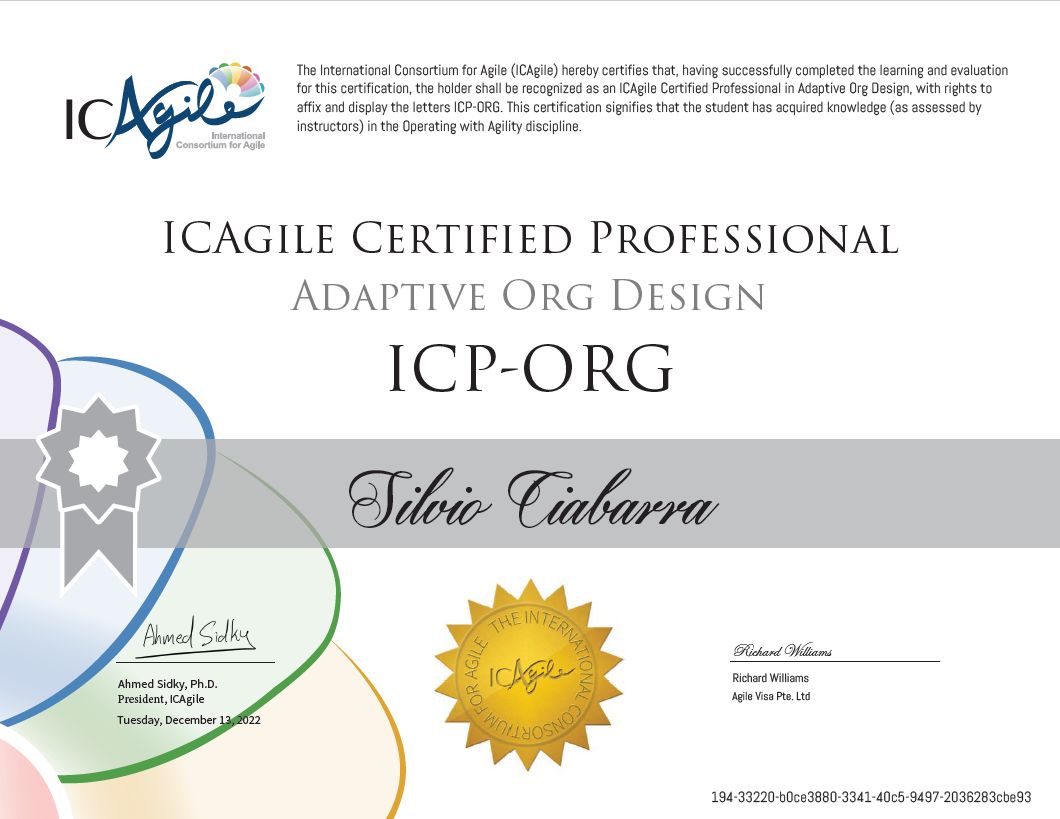Silvio Ciabarra on LinkedIn: The Adaptive Org Design certification Silvio Ciabarra on LinkedIn: The Adaptive Org Design certification