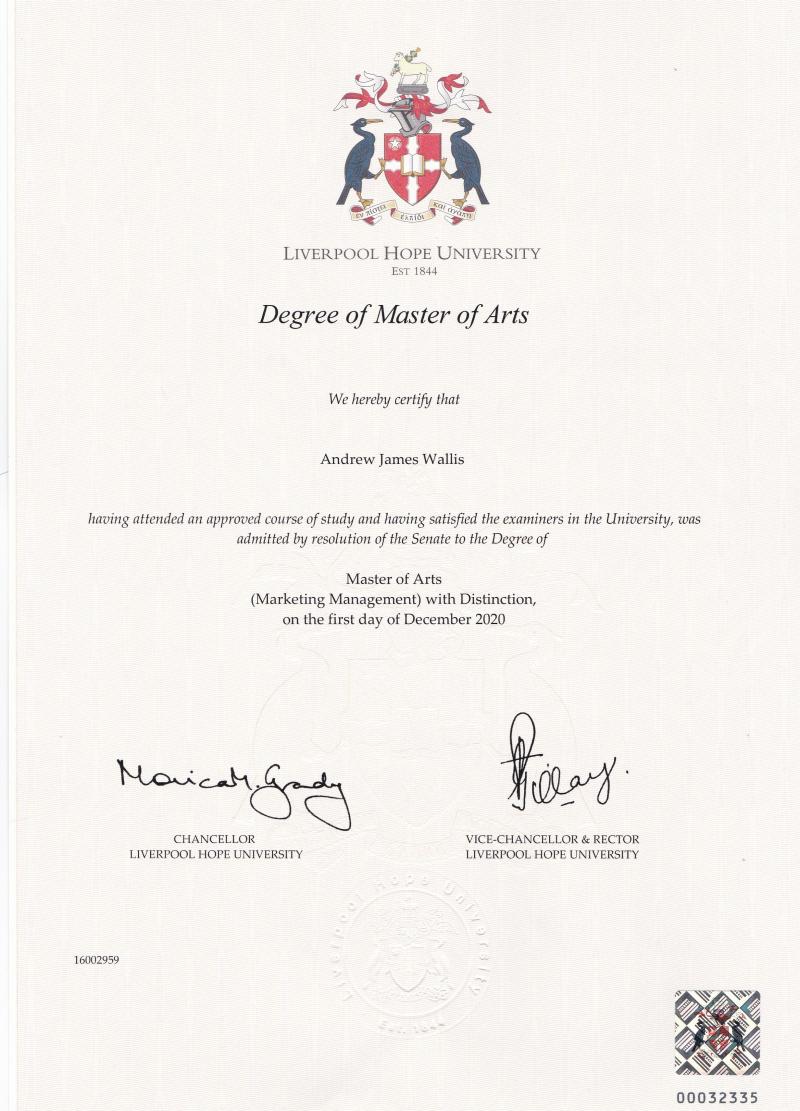 Andrew Wallis on LinkedIn: I received my certificate for my masters Andrew Wallis on LinkedIn: I received my certificate for my masters