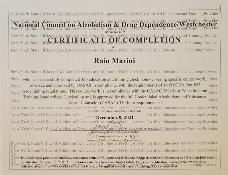 Rain M on LinkedIn: Finally have the CASAC certificate of completion Rain M on LinkedIn: Finally have the CASAC certificate of completion