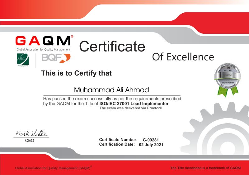 Muhammad Ali Ahmad on LinkedIn: Well I have passed the ISO/IEC 27001 Muhammad Ali Ahmad on LinkedIn: Well I have passed the ISO/IEC 27001