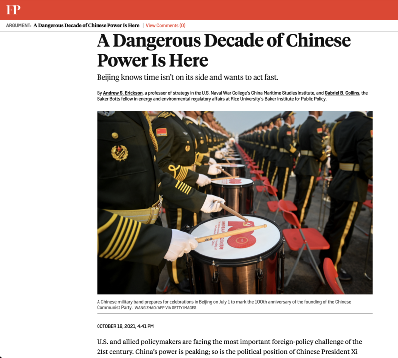 A Dangerous Decade of Chinese Power Is Here: China’s Power is Peaking—As is the Danger for the U.S.