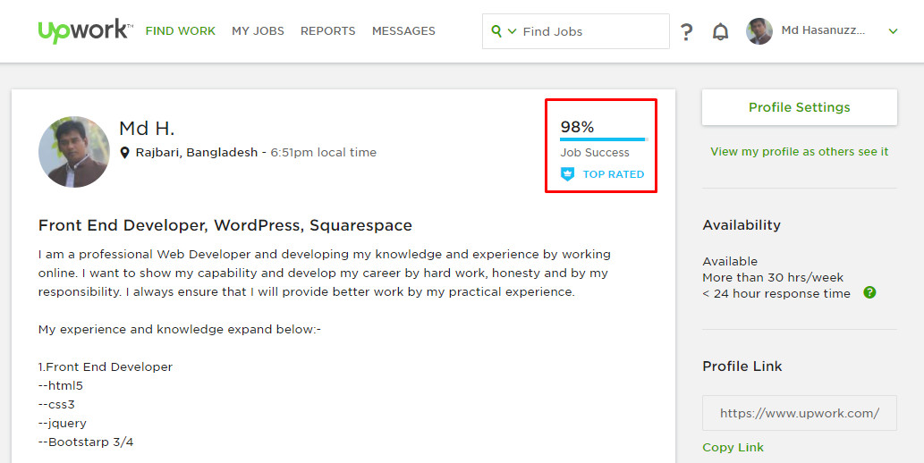 Top rated Badge On UPWORK