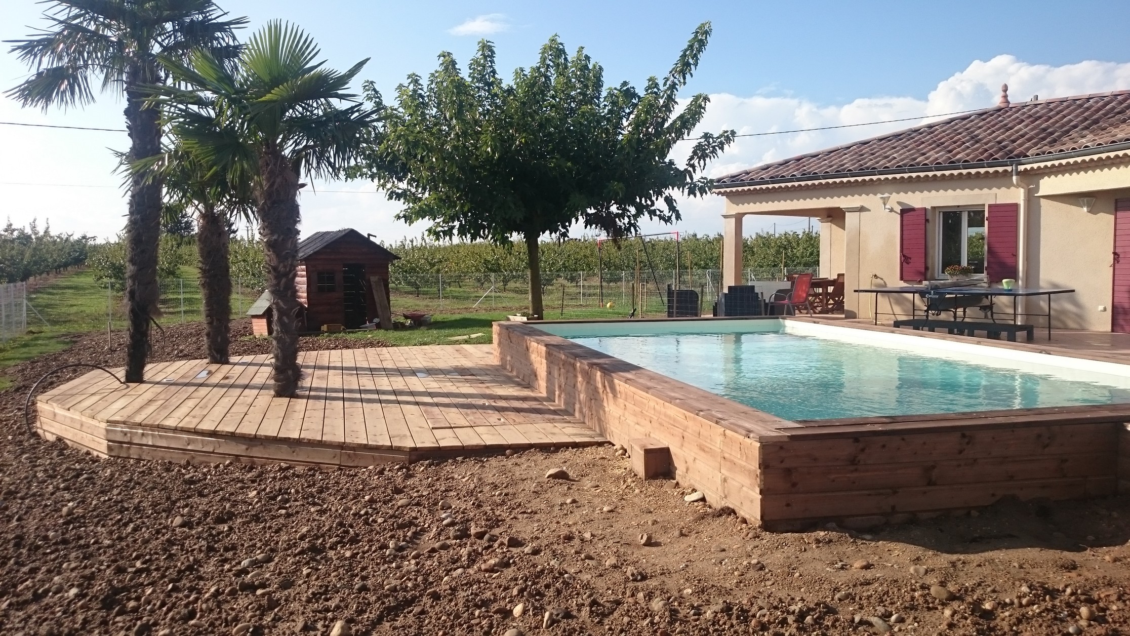Piscine B Ton Semi Enterr E Habillage Et Terrasse Pin Autoclave Cl 4 Piscine B Ton Semi Enterr E Habillage Et Terrasse Pin Autoclave Cl 4
