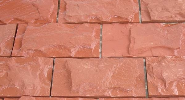Dholpur Red Sandstone Wall Cladding With Rock Face Surface Finish