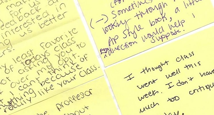 Sticky notes on improvement: How mini evaluations led to big insights for a first-time instructor 