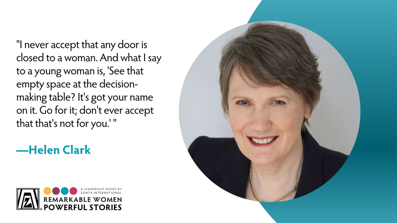 Remarkable politician and world leader Helen Clark shares her powerful story