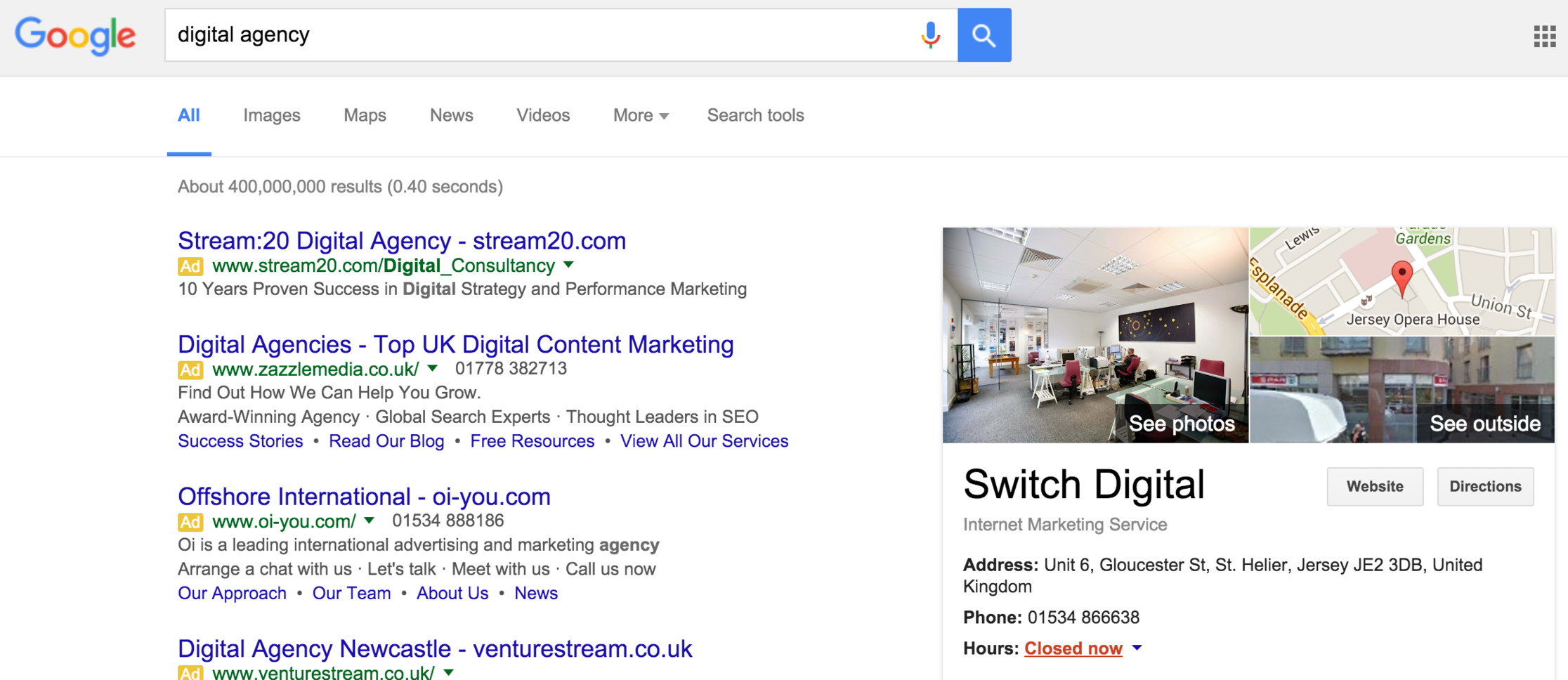 Switch digital agency on google.je