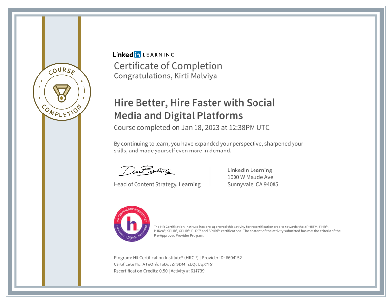 Kirti Malviya on LinkedIn: Certificate of Completion Kirti Malviya on LinkedIn: Certificate of Completion