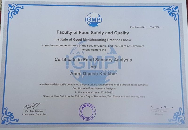 Aneri Khakhar on LinkedIn: Completed certificate course of Sensory Aneri Khakhar on LinkedIn: Completed certificate course of Sensory