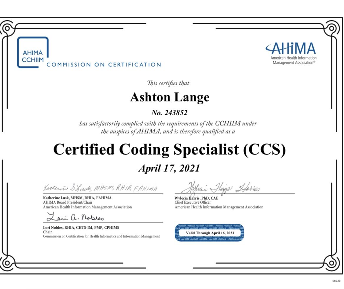 Ashton Lange CCS CPC CRC on LinkedIn: I m officially certified with Ashton Lange CCS CPC CRC on LinkedIn: I m officially certified with