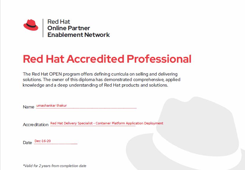 Umashankar Thakur on LinkedIn: #redhat #openshift #certification Umashankar Thakur on LinkedIn: #redhat #openshift #certification