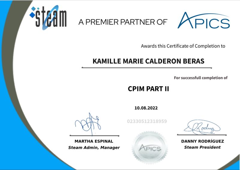 Kamille Calderón on LinkedIn: One step closer to my official CPIM Kamille Calderón on LinkedIn: One step closer to my official CPIM