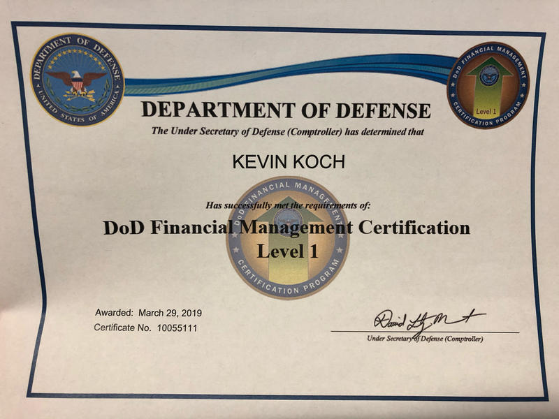 Kevin Koch on LinkedIn: Officially DoD FM Level 1 certified Kevin Koch on LinkedIn: Officially DoD FM Level 1 certified