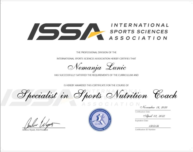 Issa Nutrition Certificate