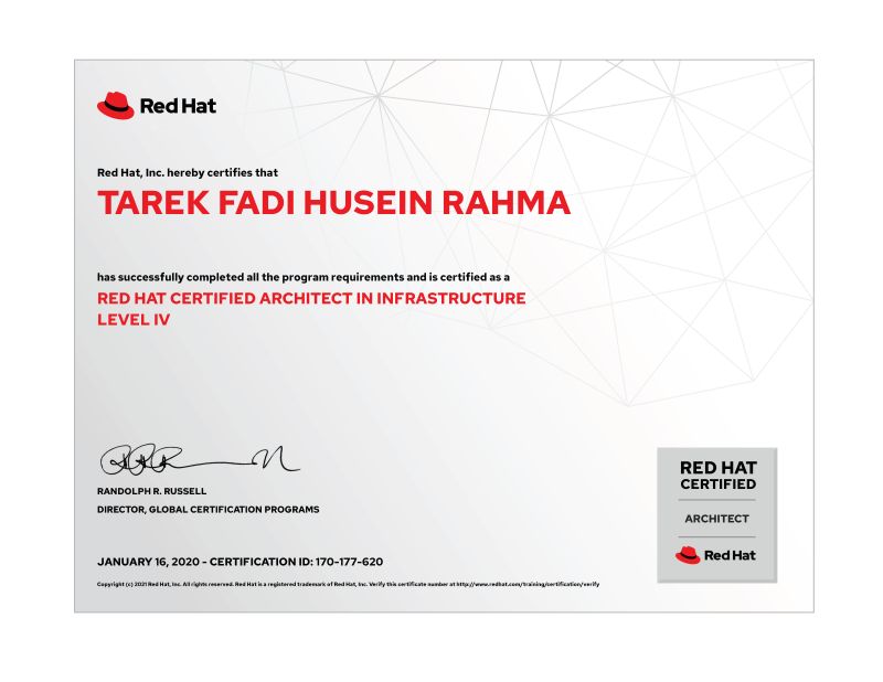 Tarek Rahma on LinkedIn: RedHat certification level up Tarek Rahma on LinkedIn: RedHat certification level up