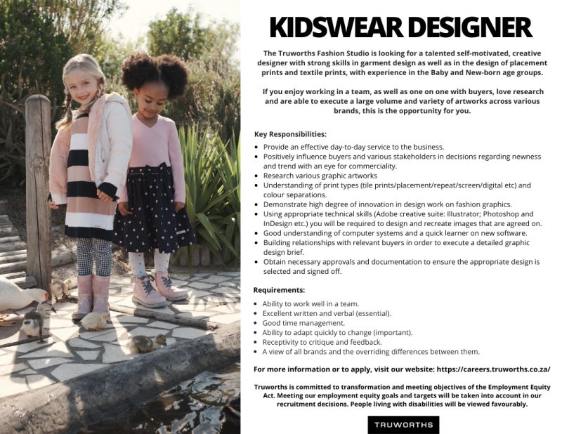 Truworths on LinkedIn: #truworthscareers #designer #kidswear #creative # fashion #retail #career…