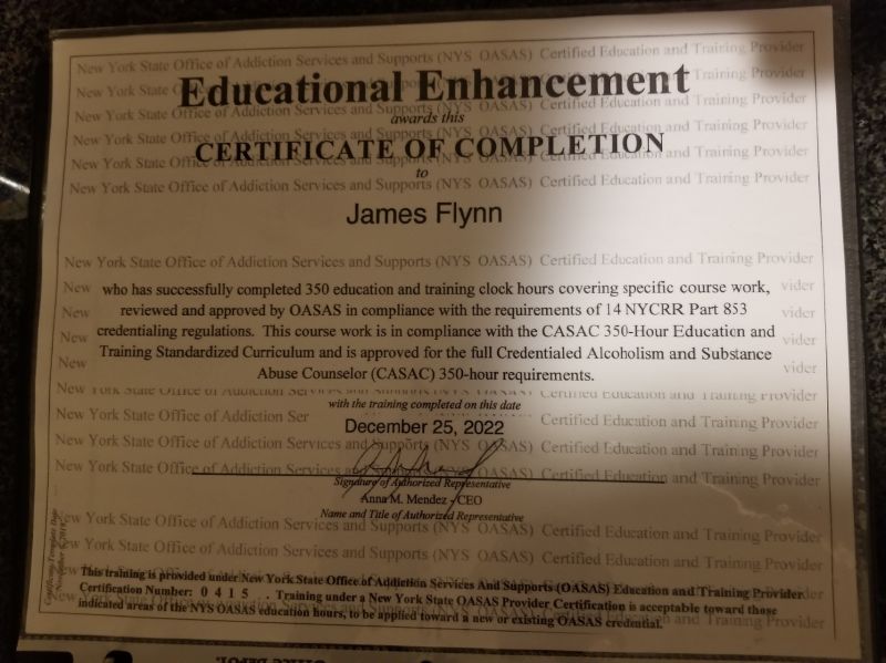 James Flynn on LinkedIn: I just completed my 350 hours of CASAC James Flynn on LinkedIn: I just completed my 350 hours of CASAC