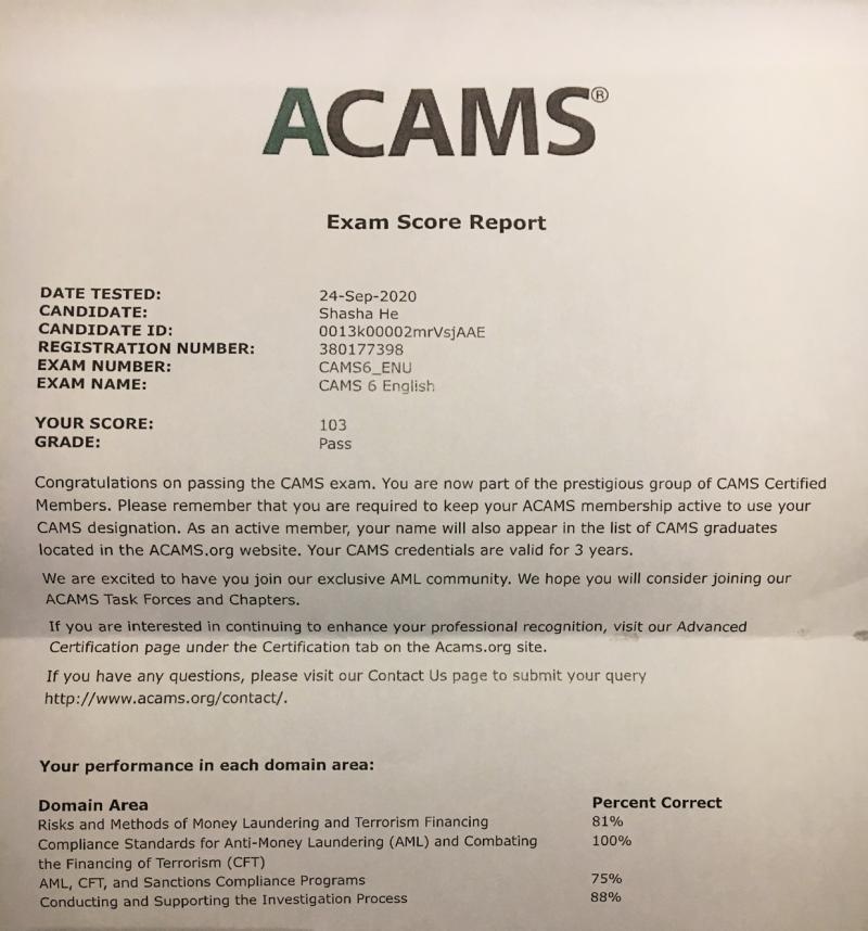 Shasha He CAMS CFCS LLM on LinkedIn: I m very happy that I managed Shasha He CAMS CFCS LLM on LinkedIn: I m very happy that I managed