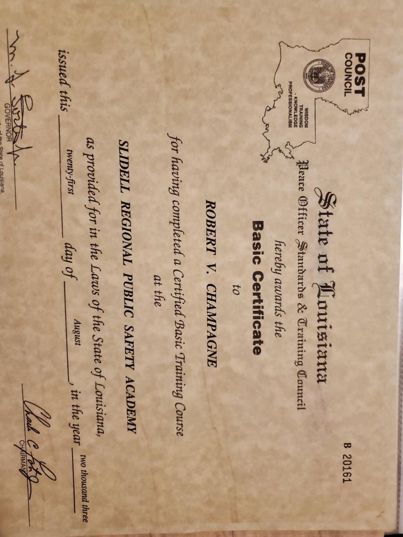 Robert V Champagne on LinkedIn: Louisiana P O S T Certification Robert V Champagne on LinkedIn: Louisiana P O S T Certification