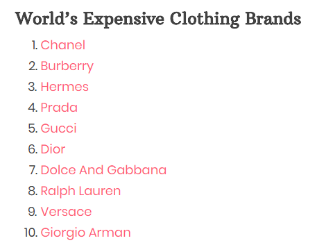 Top 10 Most Expensive Clothing Brands The World