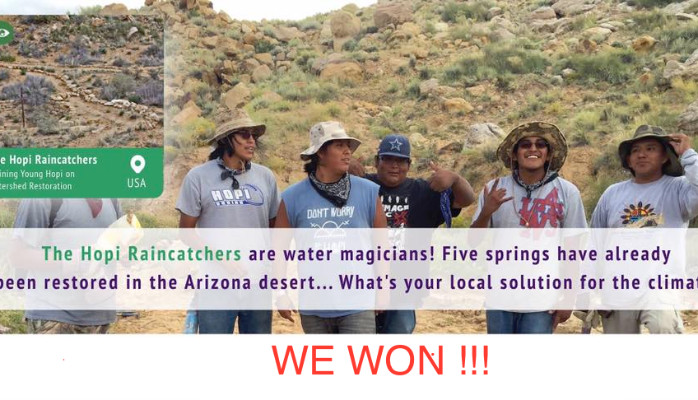 Hopi Raincatchers won the only selected project  in The U.S.A. Local solutions for Climate Change!
