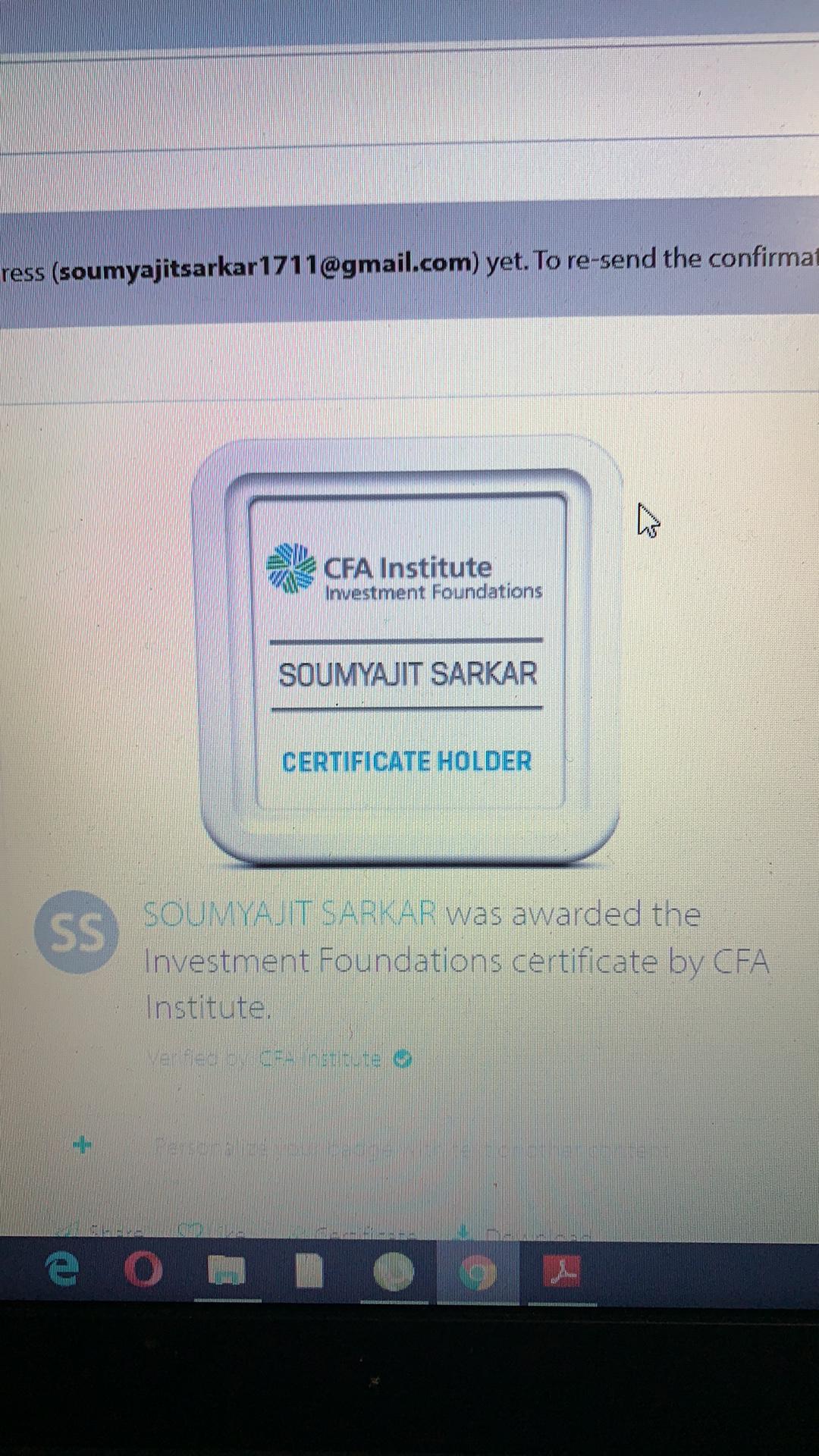 SOUMYAJIT SARKAR on LinkedIn: Another feather added 😇😇😇 CFA Investment SOUMYAJIT SARKAR on LinkedIn: Another feather added 😇😇😇 CFA Investment