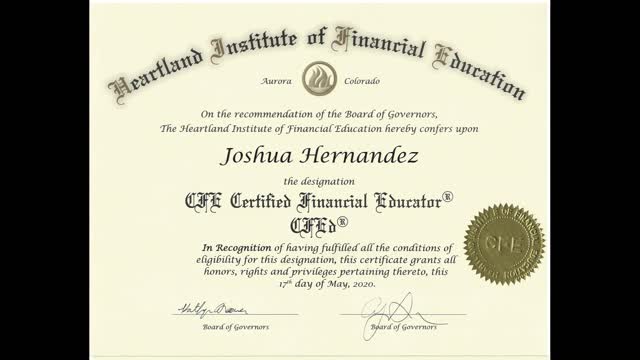 Joshua E. Hernandez – CFED Certified Financial Educator: Empowering Financial Literacy