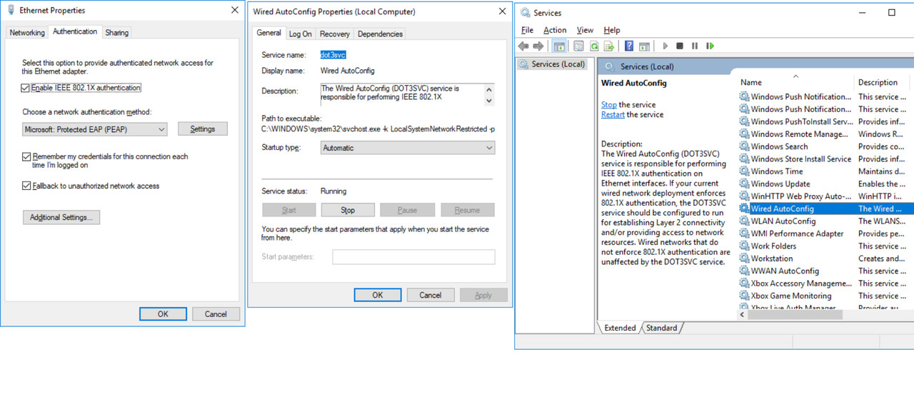 How to configure Microsoft Windows Ethernet adapter for Authentication