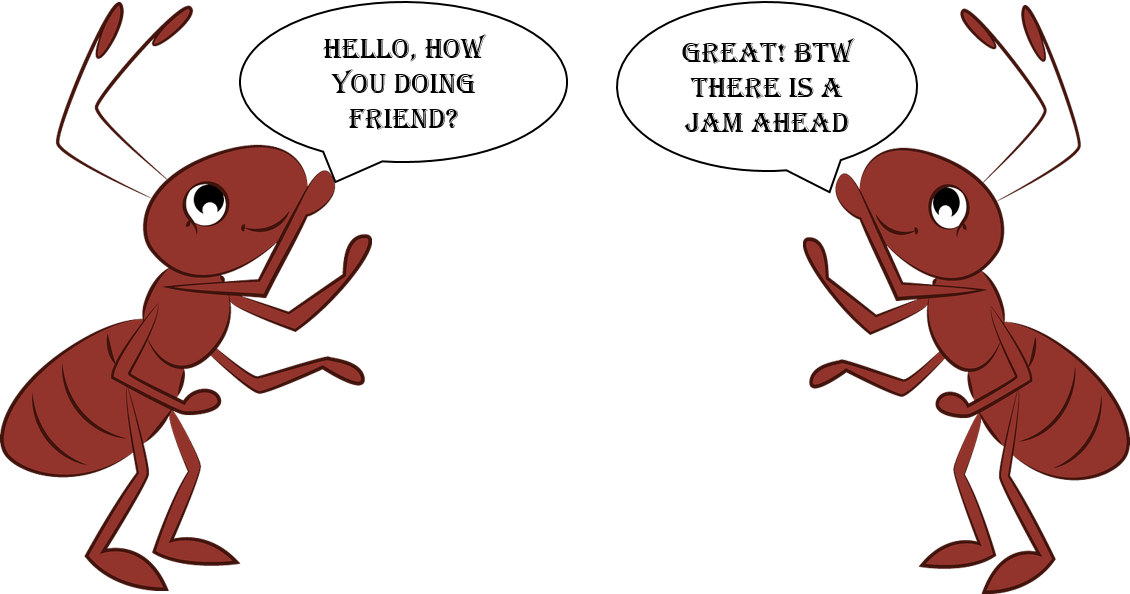 Communication System of Ant colony for Collaborative Jam-Free Traffic