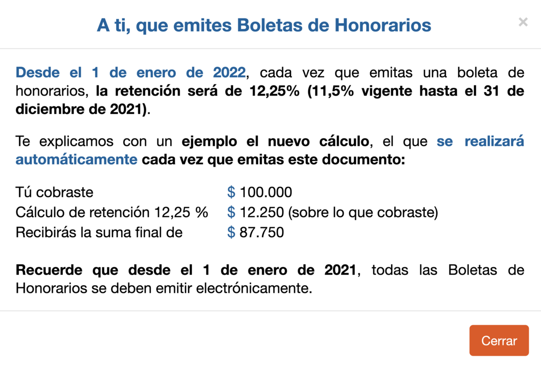 sombra Circular construcción Bienvenido 2022…! + Retención de Boletas de Honorarios Electrónicos (BHE) +  3% por Préstamo Solidario Clase Media! OJO!