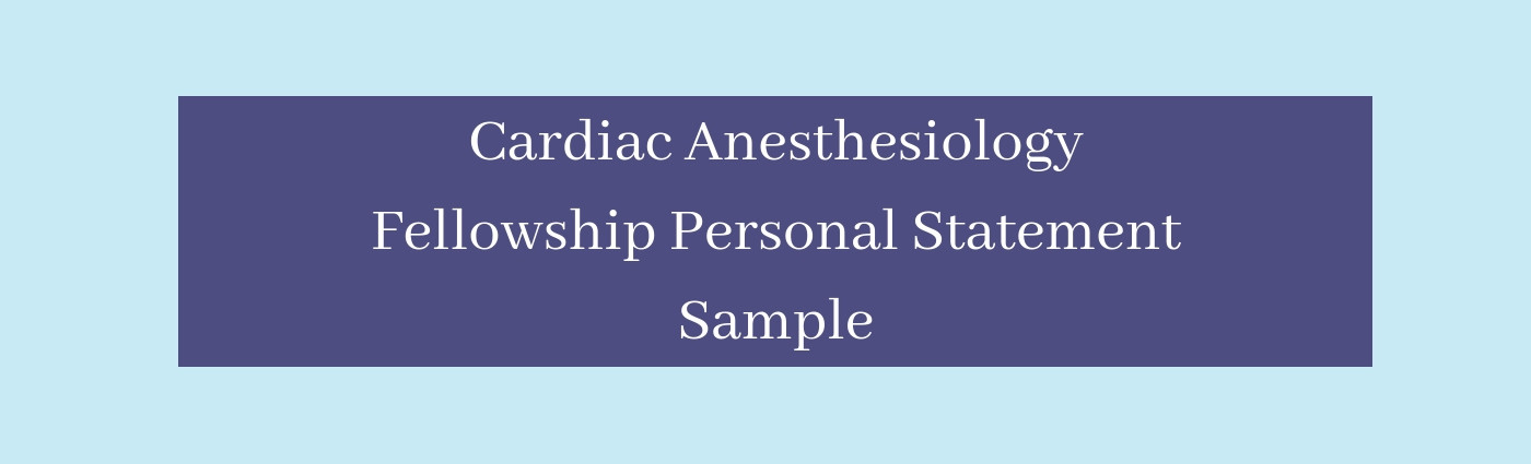 anesthesiology personal statement