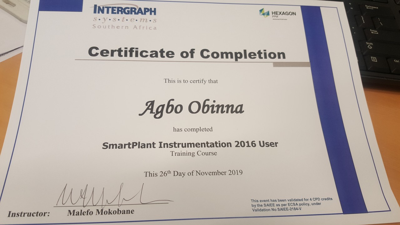 SMARTPLANT INSTRUMENTATION CERTIFICATION SMARTPLANT INSTRUMENTATION CERTIFICATION