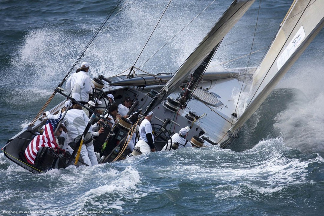 the small sailboat careened in the rough sea