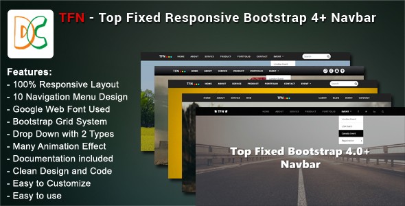 TFN - Top Fixed Bootstrap 4 Navbar