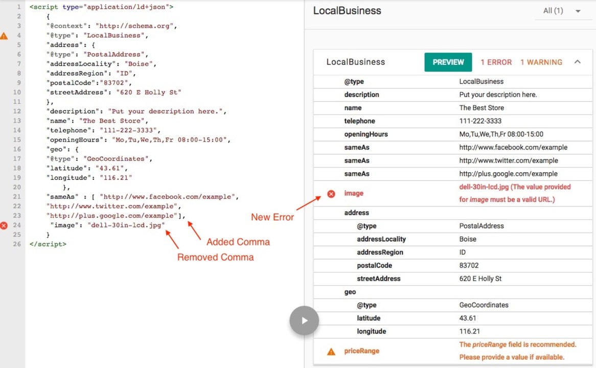 Json api errors