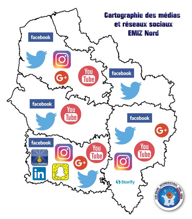 Cartographie des Médias sociaux pour les #pompiers des Hauts de France