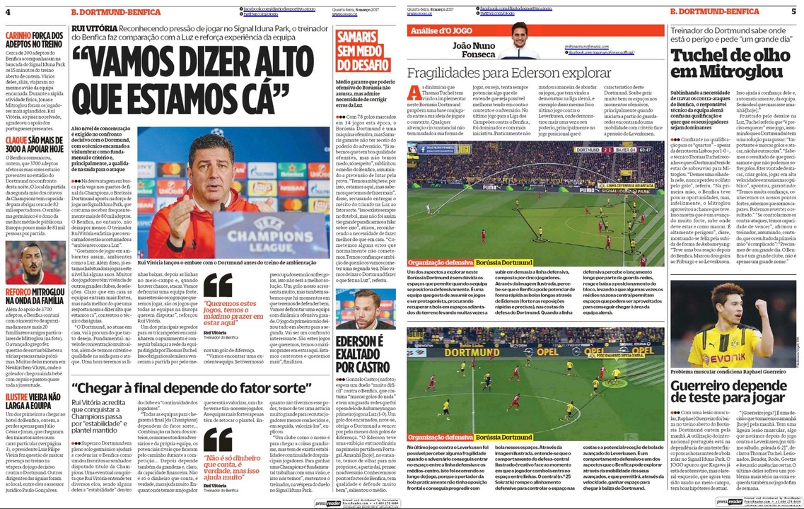 OJOGO Newspaper Pre-Match Analysis Article, BORUSSIA DORTMUND
