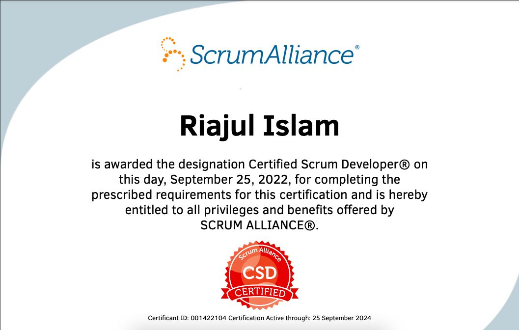 Riajul Islam on LinkedIn: Alhamdulillah Got certification as a Riajul Islam on LinkedIn: Alhamdulillah Got certification as a